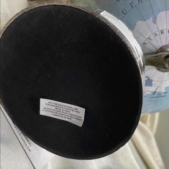 Namaste Handcrafted Elegant Blue World Globe with Silver Stand Rotating - Picture 7 of 9